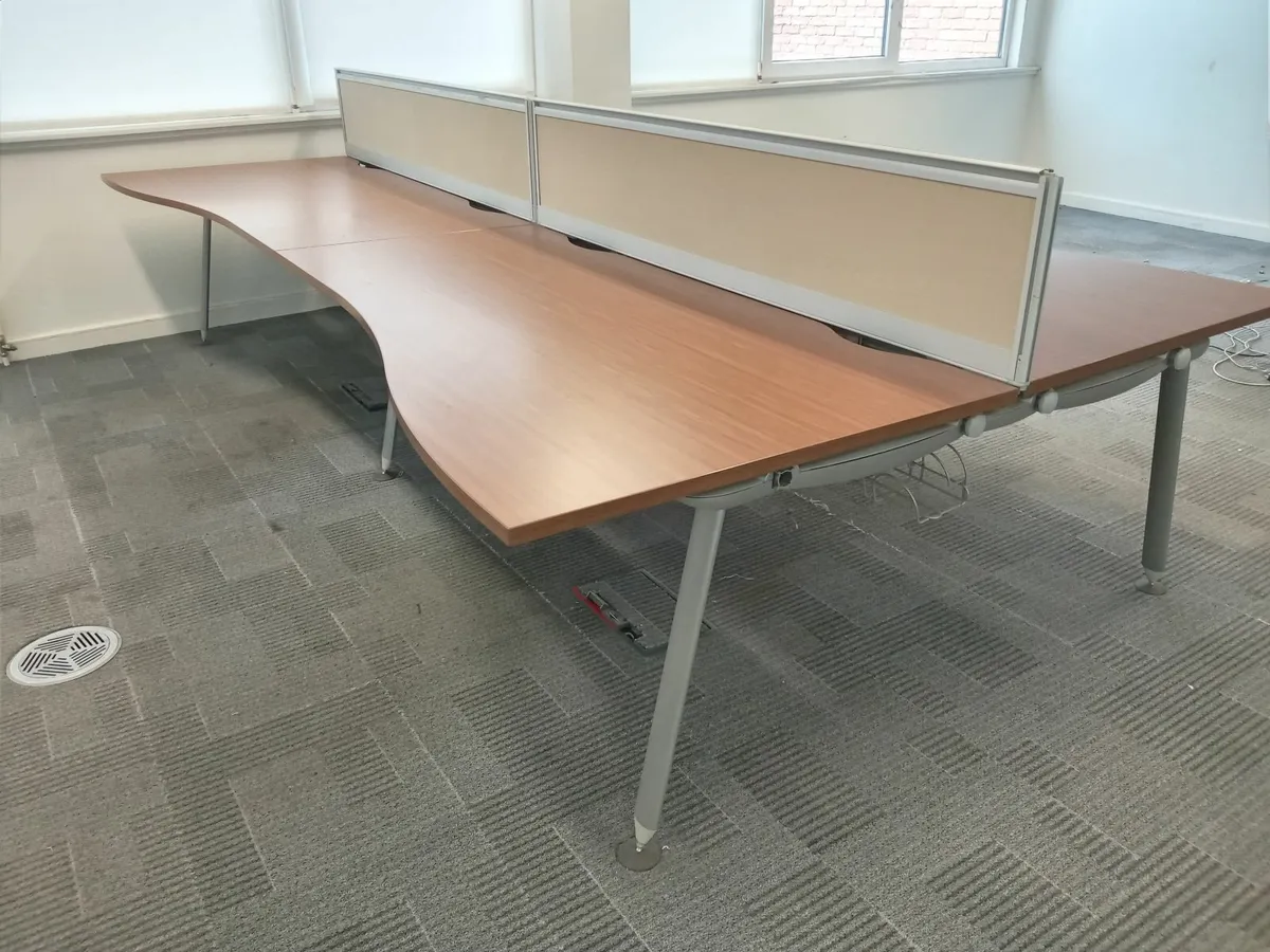 Delivery - 3 x Sets of 4 Large Desks with Dividers - Image 1