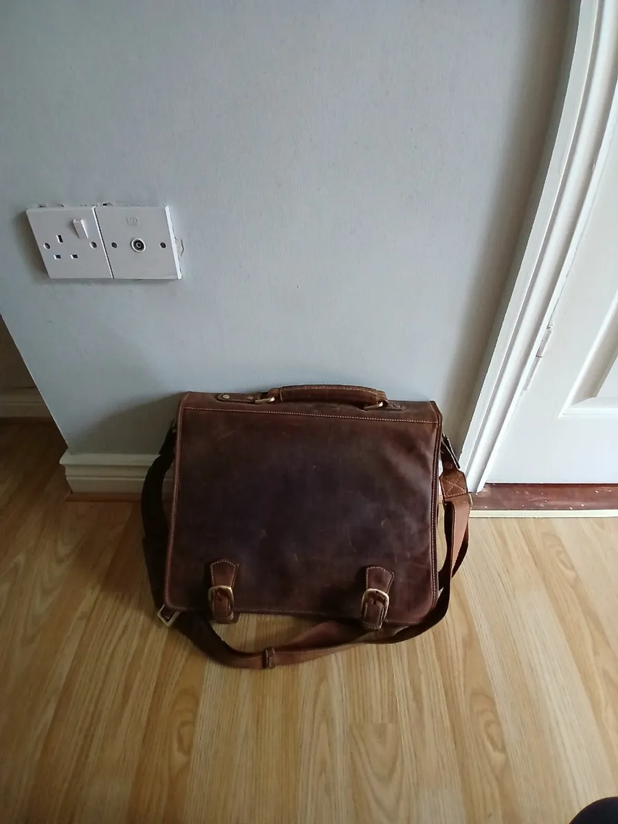 Brown Leather Laptop Bag - Image 2
