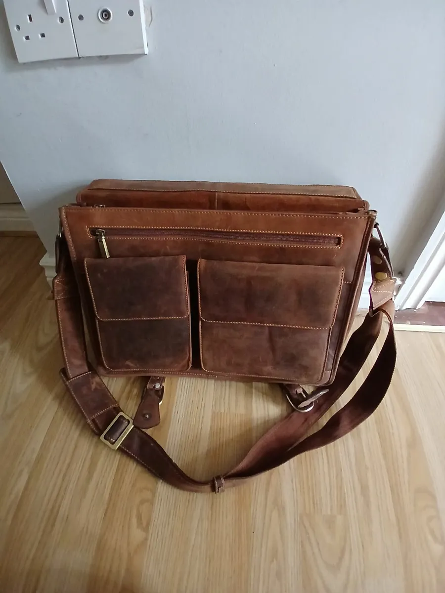 Brown Leather Laptop Bag - Image 3