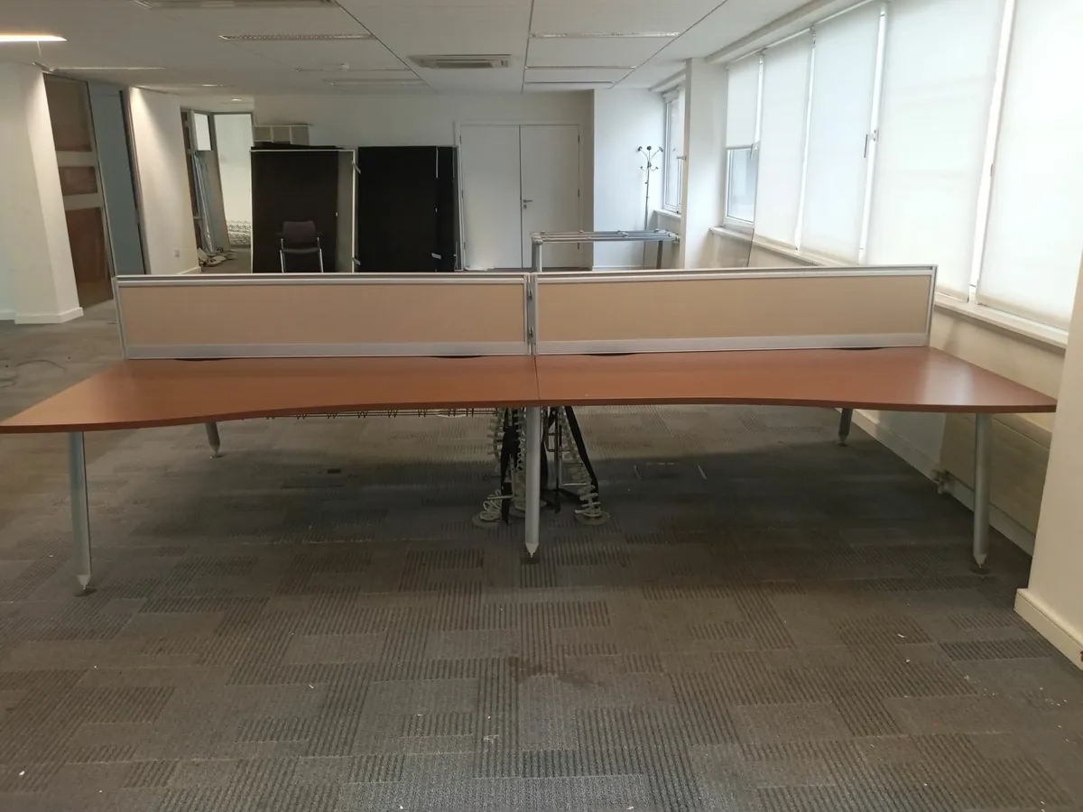 Delivery - 3 x Sets of 4 Large Desks with Dividers - Image 2