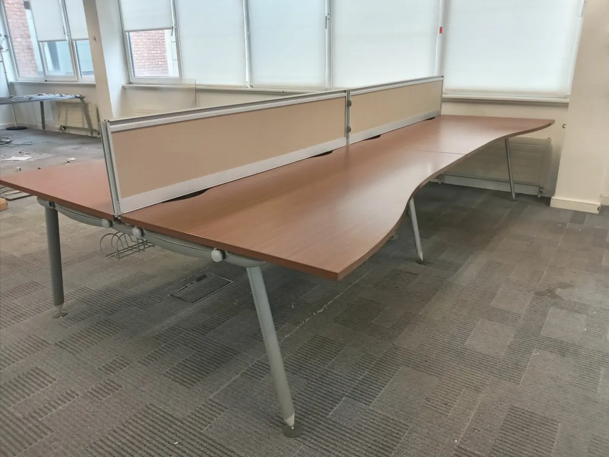 Delivery - 3 x Sets of 4 Large Desks with Dividers - Image 4