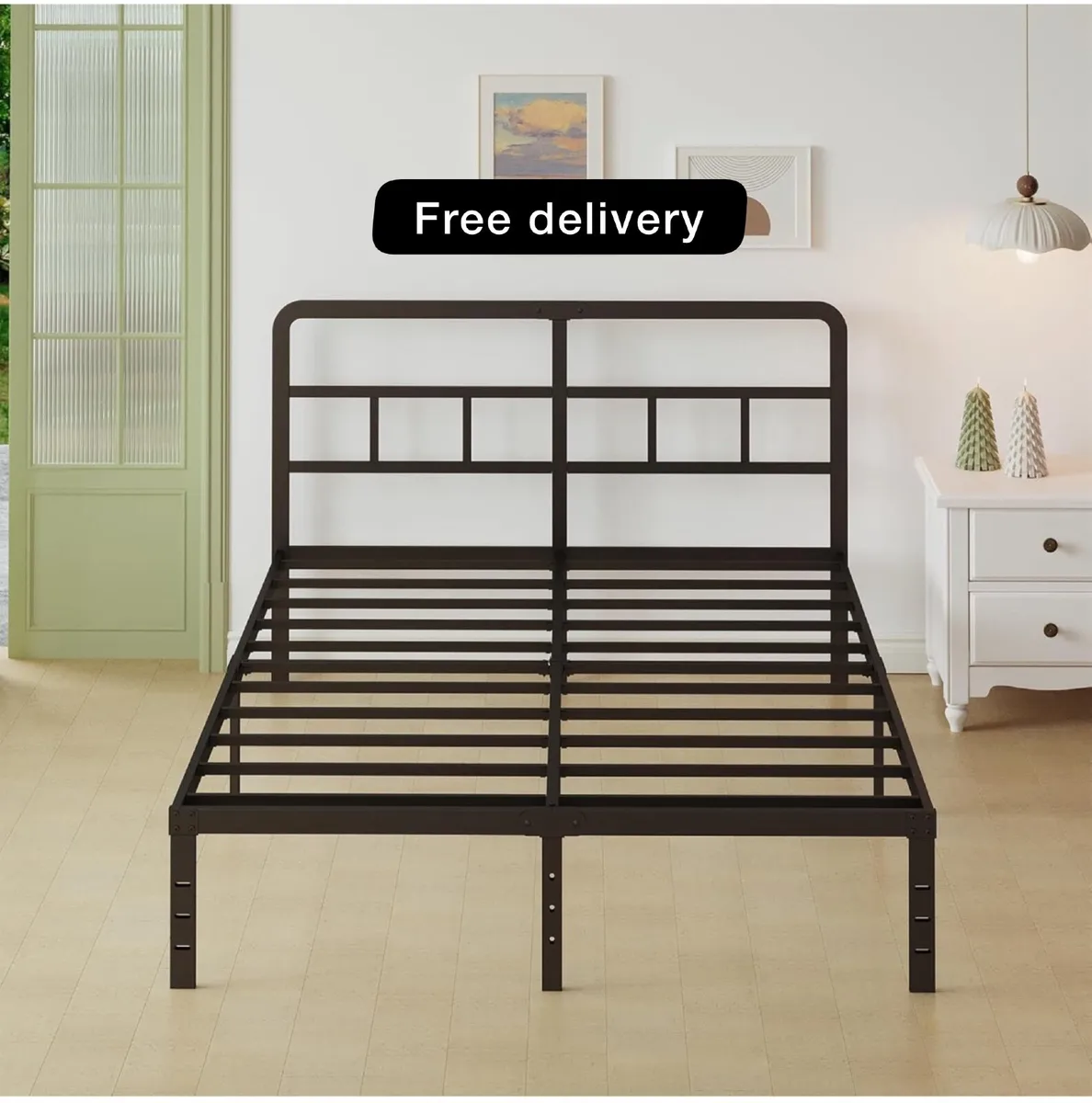 Small Double Bed Frame 4ft with Curved Headboard - Image 3