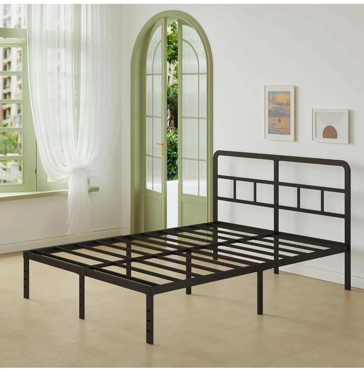 Small Double Bed Frame 4ft with Curved Headboard - Image 4