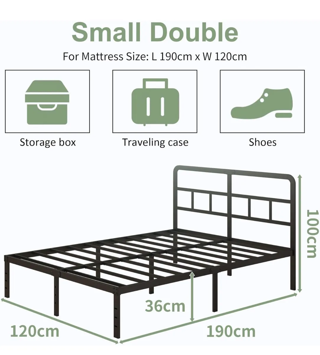 Small Double Bed Frame 4ft with Curved Headboard - Image 1