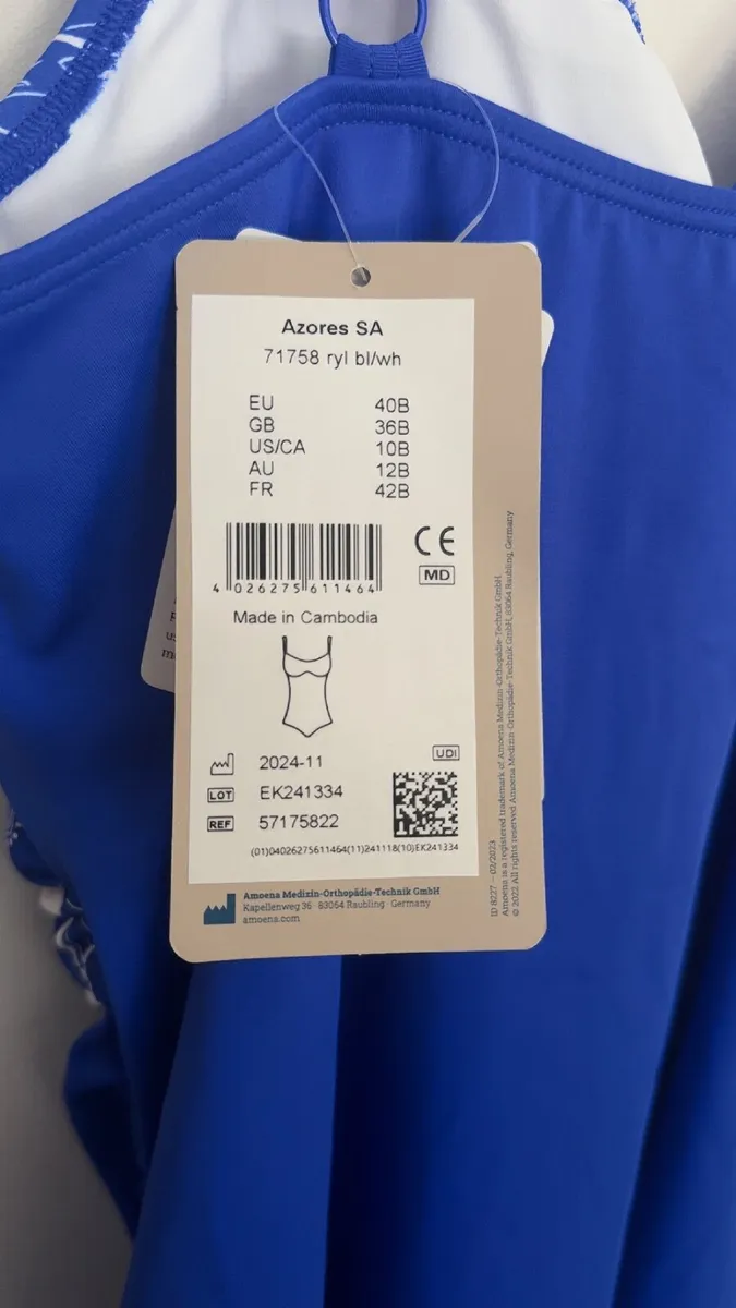 Azores Amoena Mastectomy Swimwear for sale: - Image 3