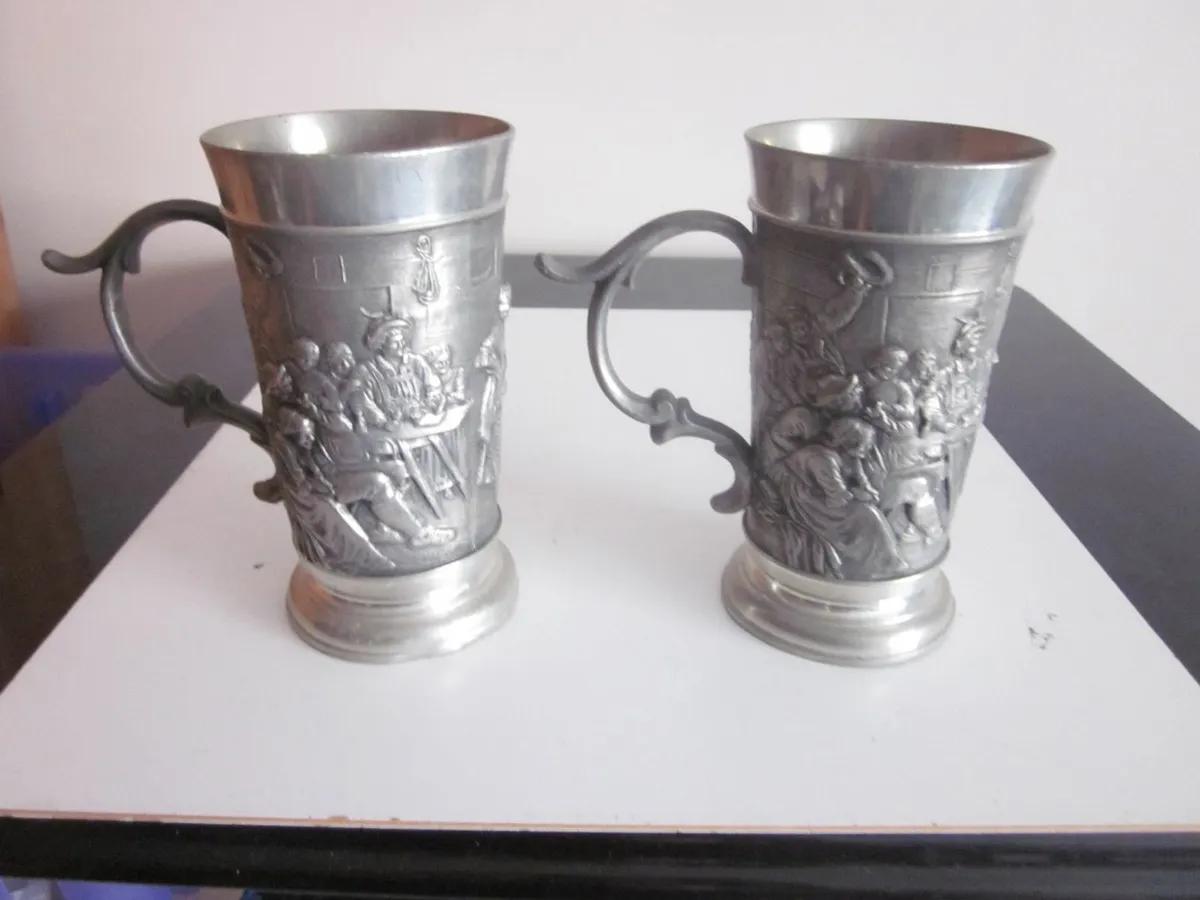 Vintage Pair of Reid Zinn Germany Pewter Stein - Image 1