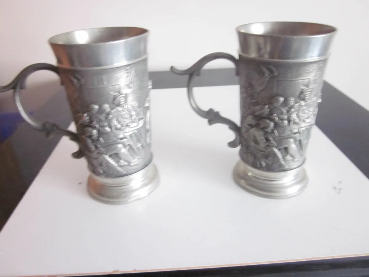 Vintage Pair of Reid Zinn Germany Pewter Stein - Image 3
