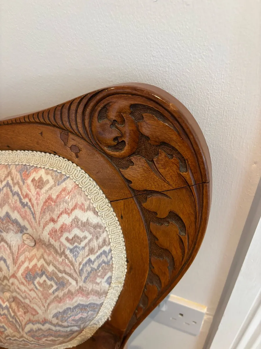 Antique / vintage 2 seater loveseat armchair - Image 3