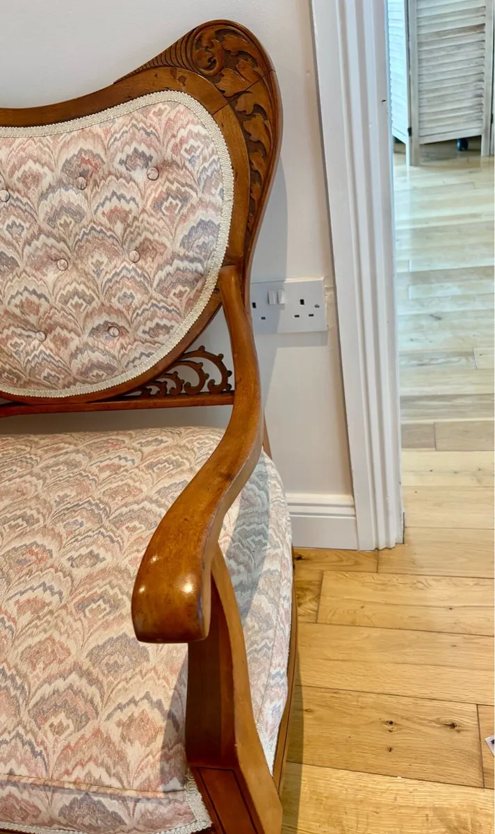 Antique / vintage 2 seater loveseat armchair - Image 4