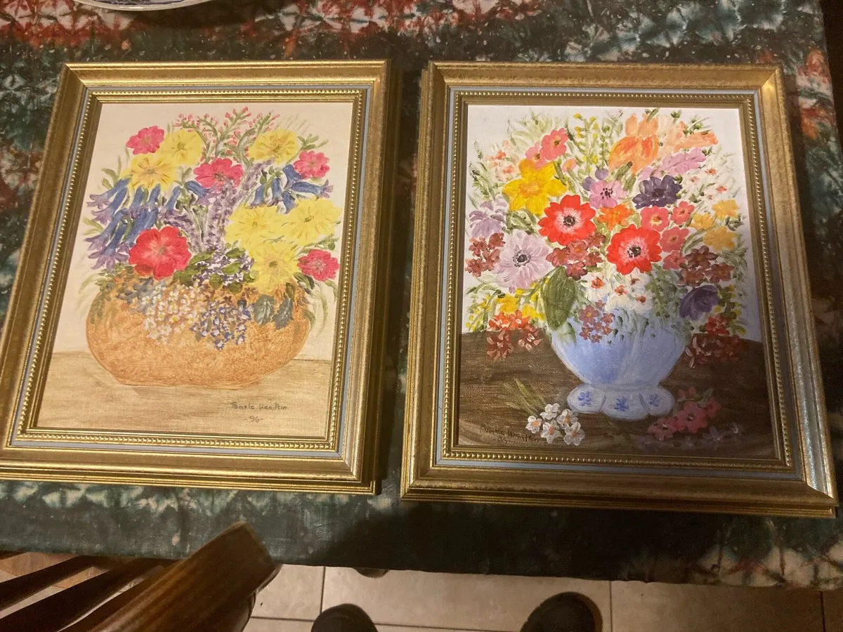 Set oil paintings signed and framed free postage - Image 1