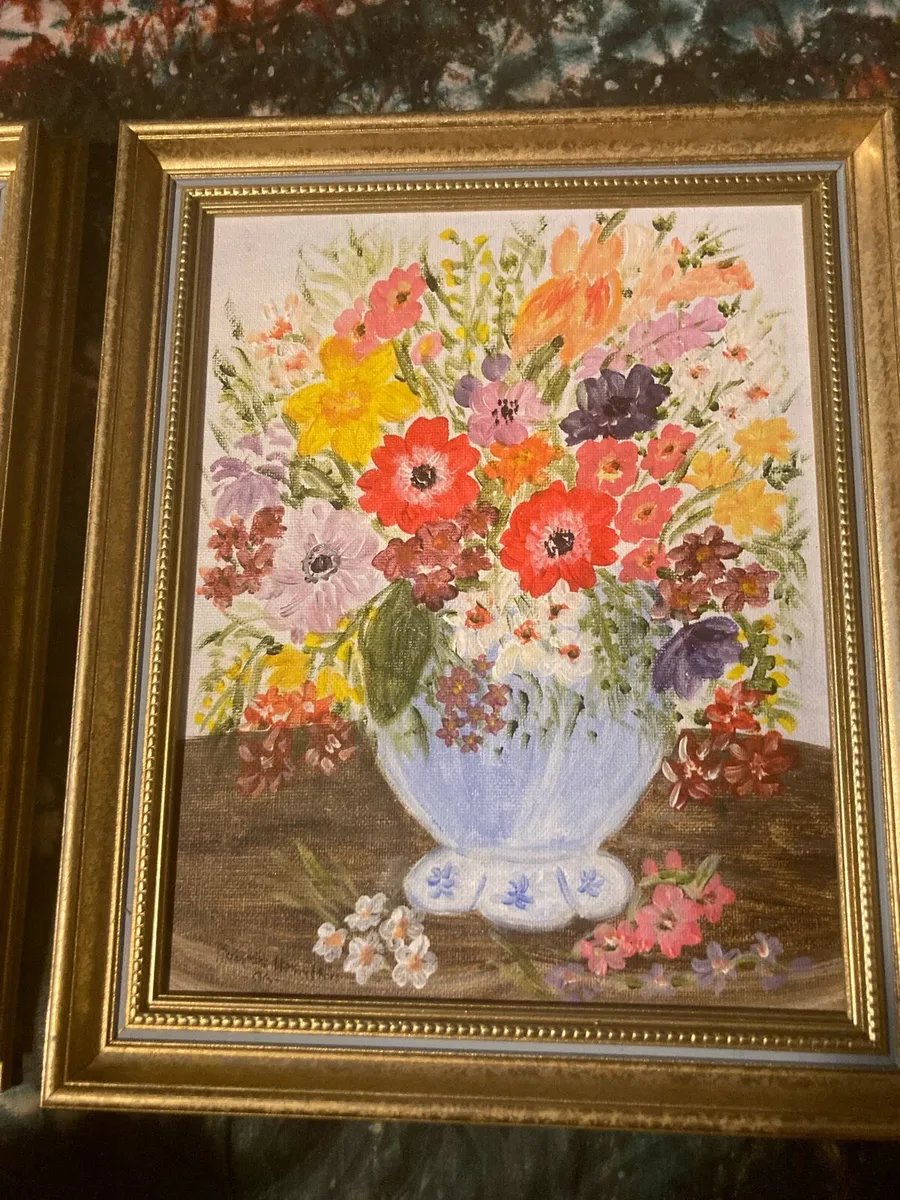 Set oil paintings signed and framed free postage - Image 3