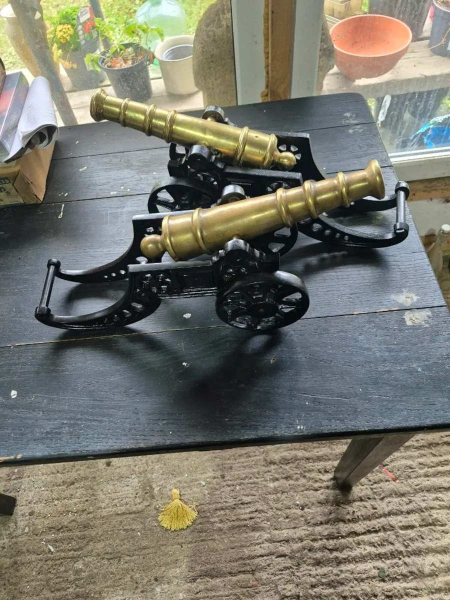Heavy Brass and Cast iron ornamental Cannons. - Image 1