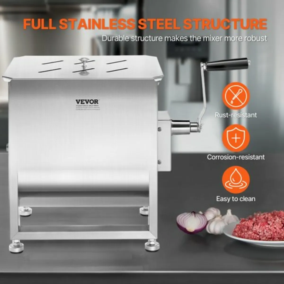 Manual Meat Mixer 60L Fixed Tank Mixing Max 60LB f - Image 3