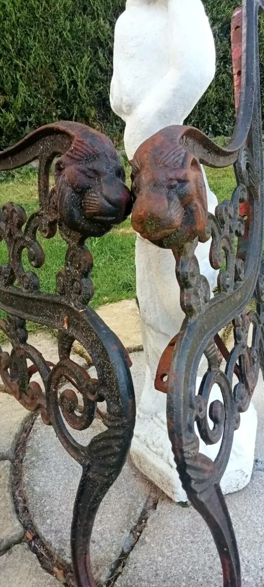 Antique cast iron bench ends - Image 1