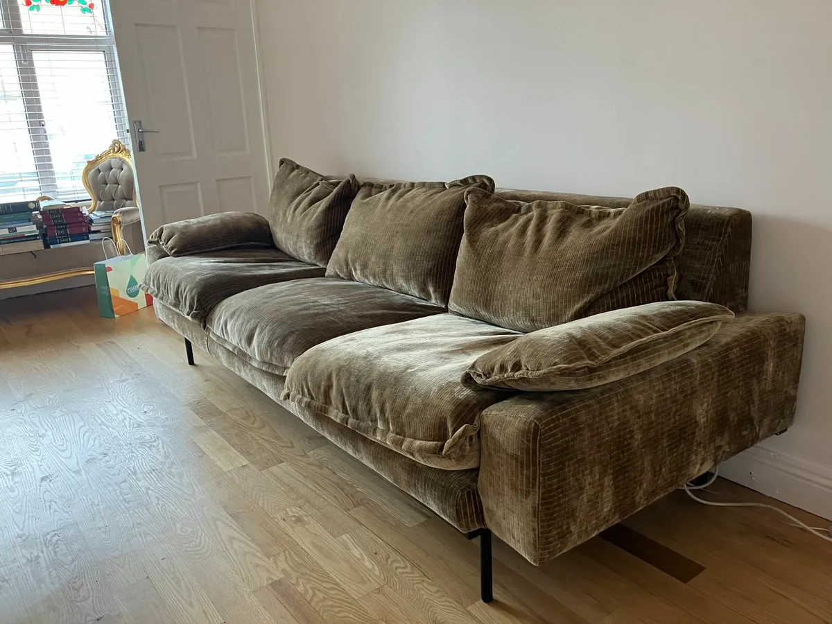 Gold Velvet-Corduroy Couch - Image 2