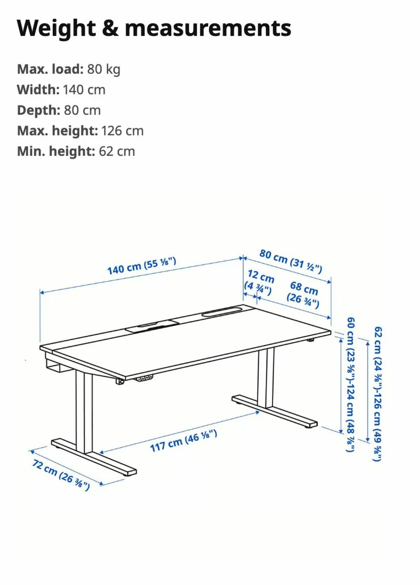 IKEA Sit/Stand office desk - Image 2