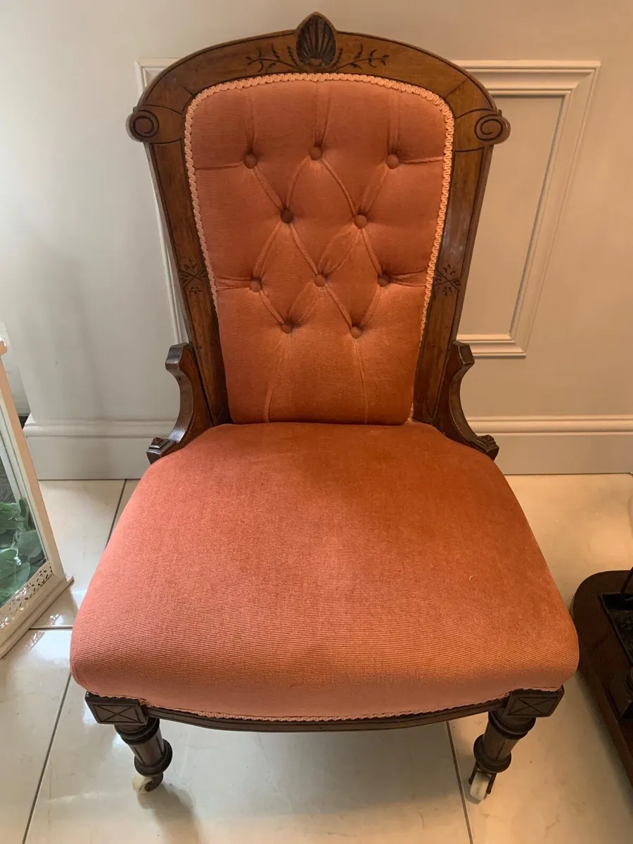 Antique Walnut Salon Chair - Image 1