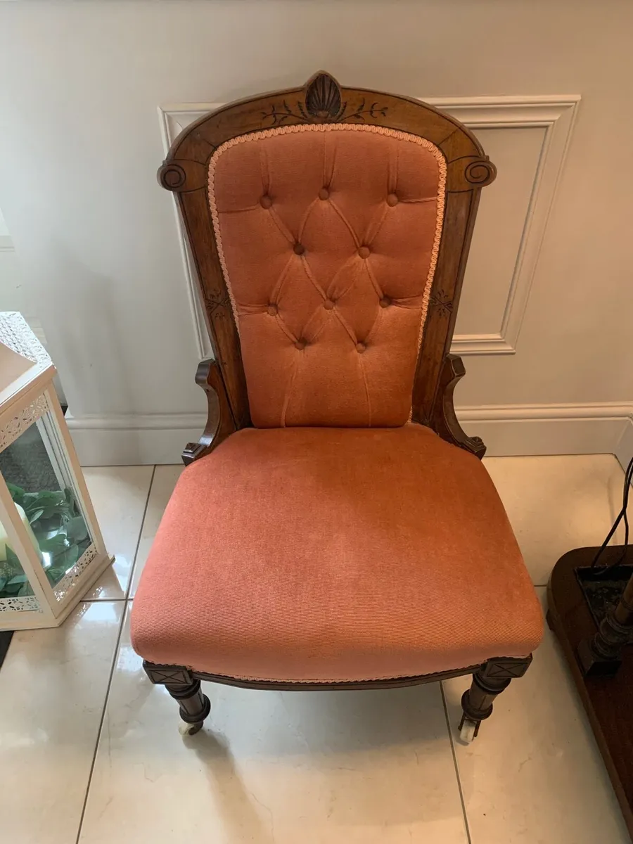Antique Walnut Salon Chair - Image 2