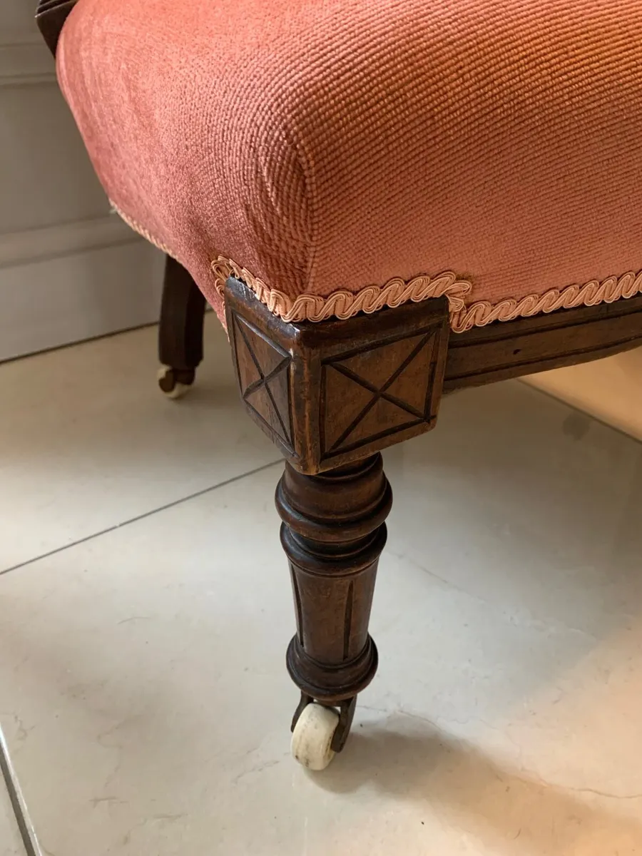 Antique Walnut Salon Chair - Image 3