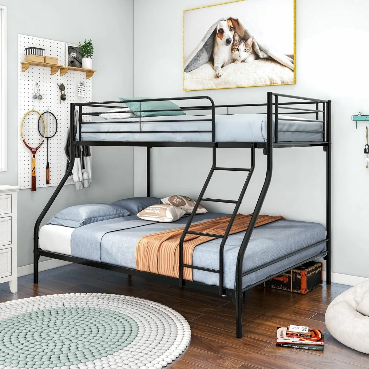 Black Double Metal Bunk Bed Free Delivery - Image 1