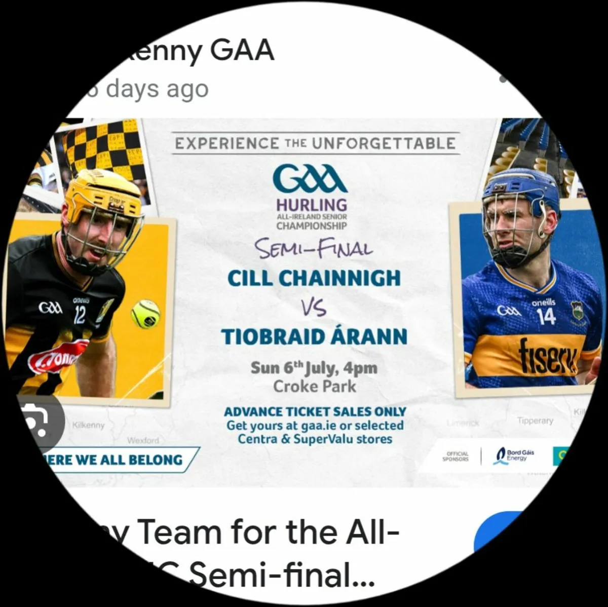 Gaa Tickets  Kilkenny v Tipperary Semi Final