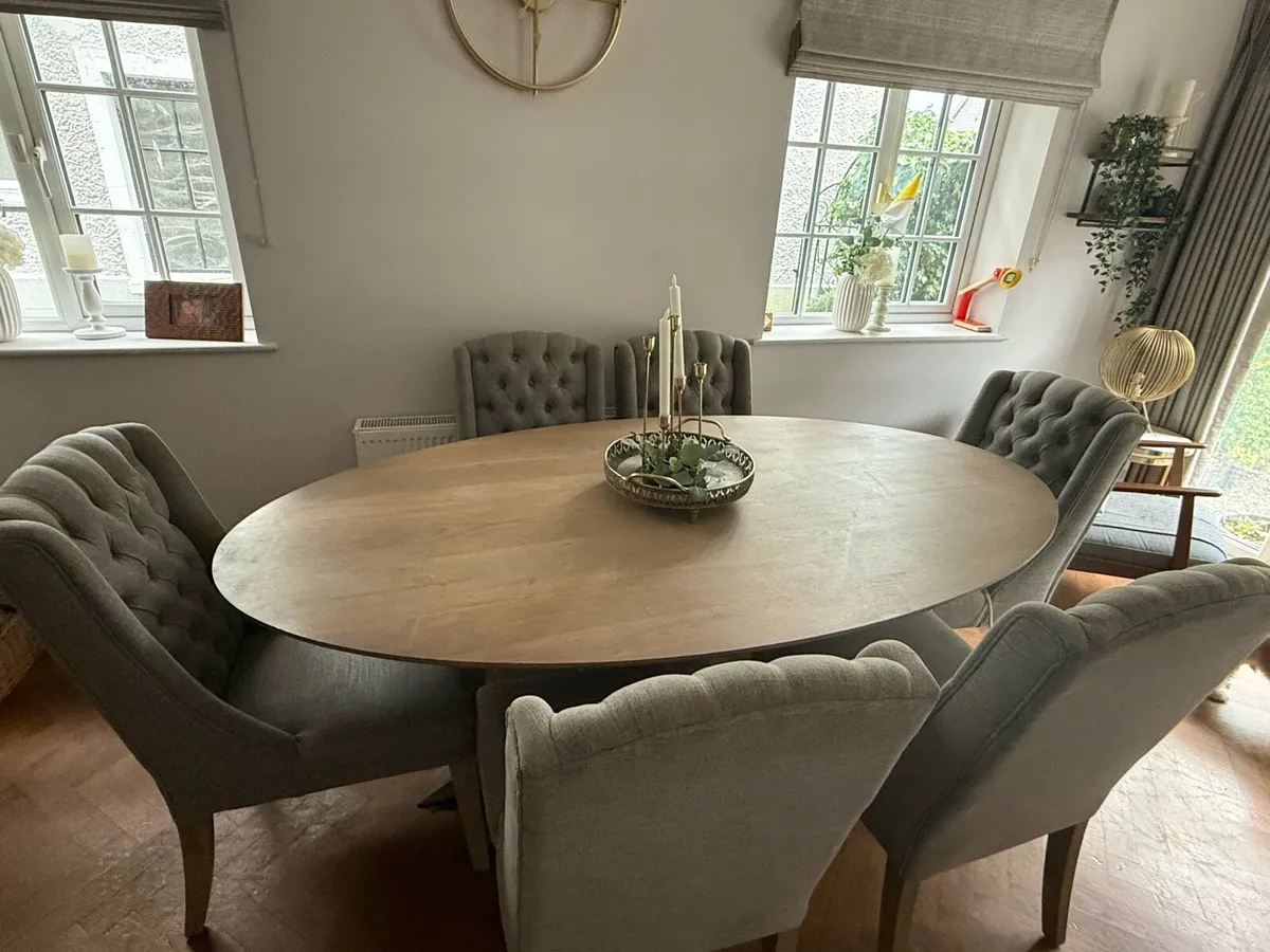 Dining table and chairs with matching sideboard - Image 2