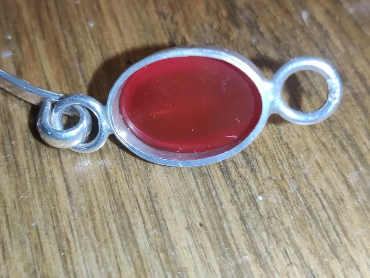 OVAL CARNELIAN, 925 Silver Unisex Vintage Bangle ! - Image 4