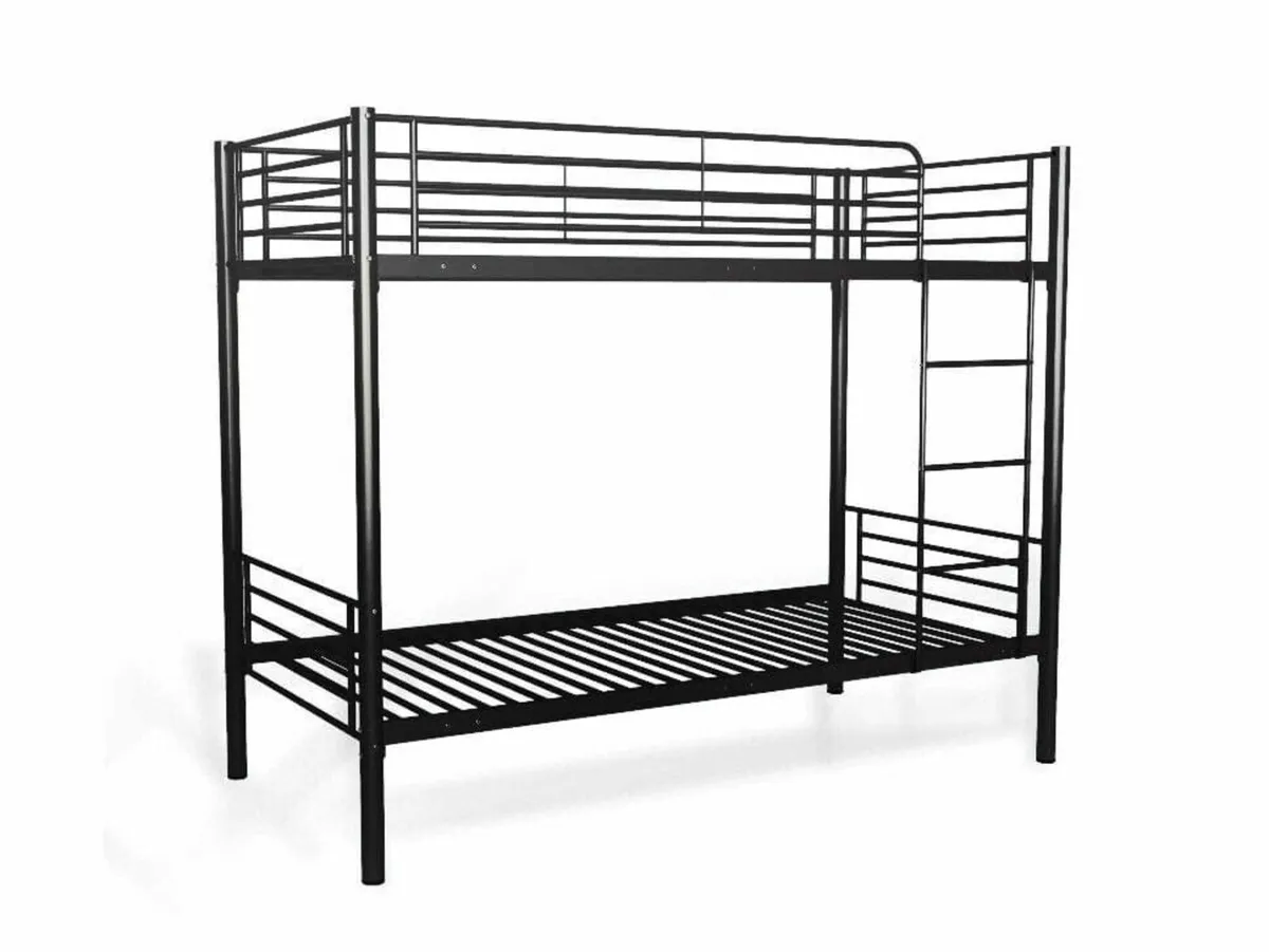 Metal Single Bunk Bed Frame- Black - Free Deliver - Image 2