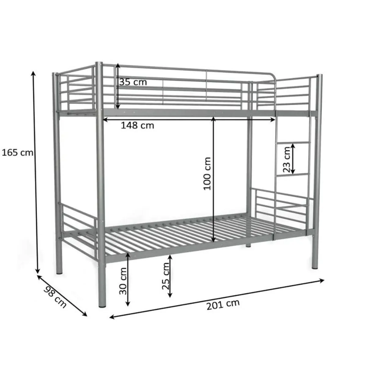 Metal Single Bunk Bed Frame- Black - Free Deliver - Image 4