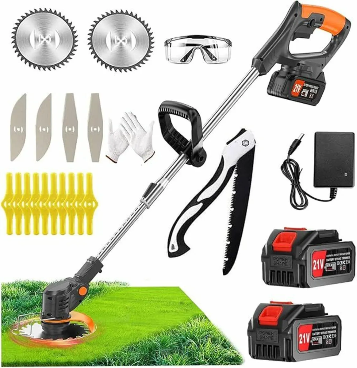 Cordless Strimmer Grass  3 Types Blades Brush - Image 1