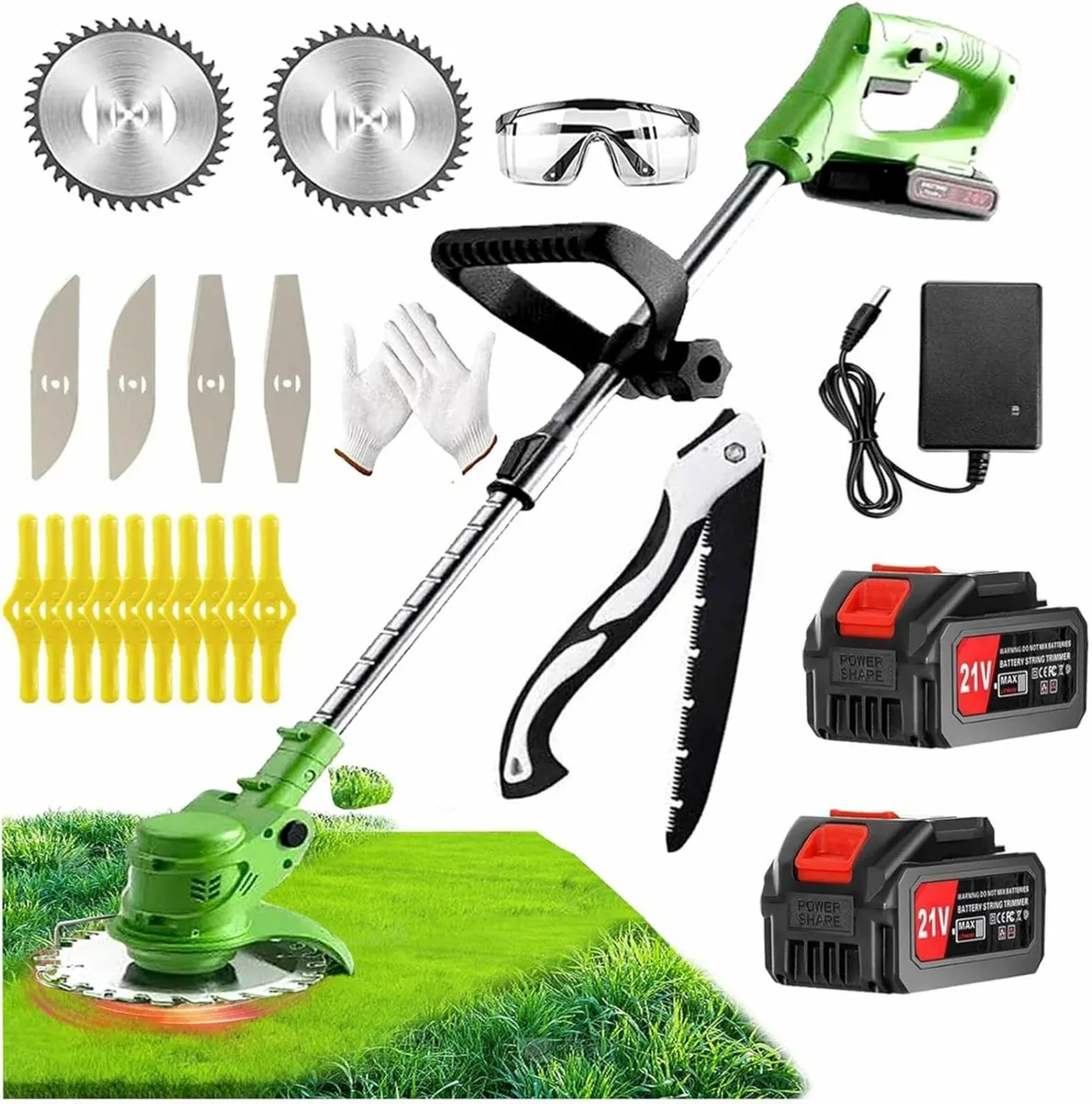 Grass Trimmer 21V Electric Cordless Garden Lawn - Image 1