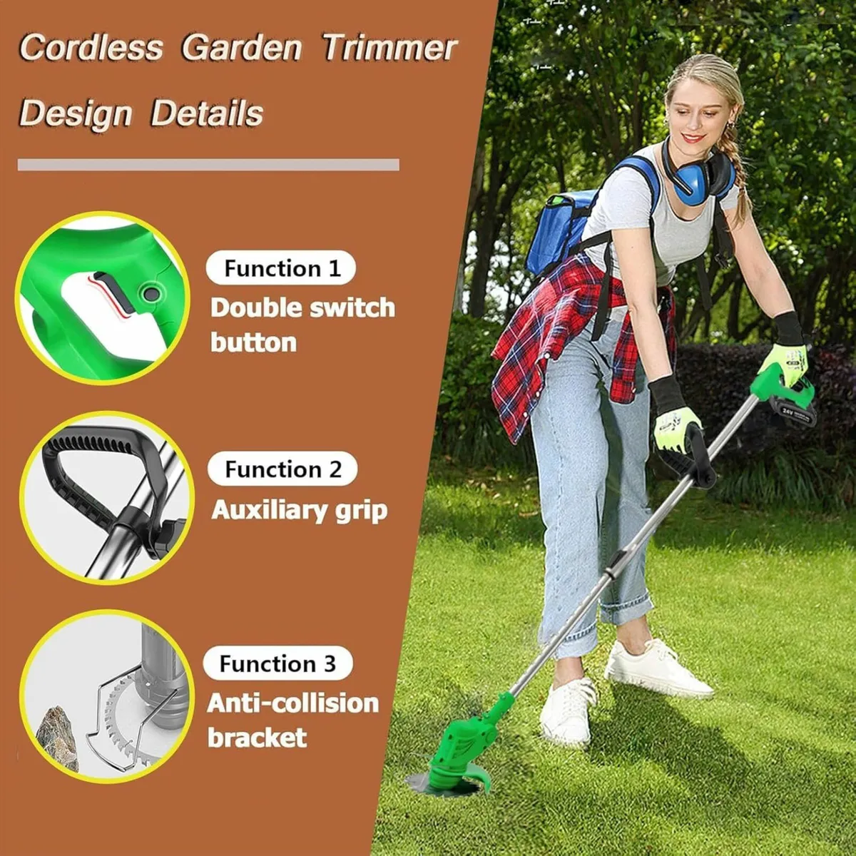 Grass Trimmer 21V Electric Cordless Garden Lawn - Image 4