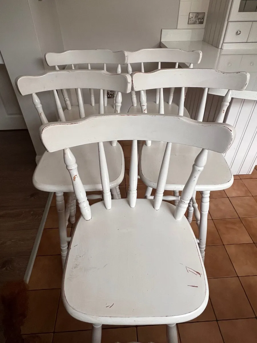 Painted pine bar stools x5 - Image 2
