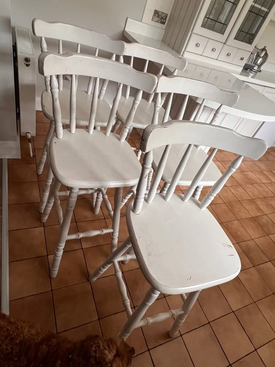 Painted pine bar stools x5 - Image 3