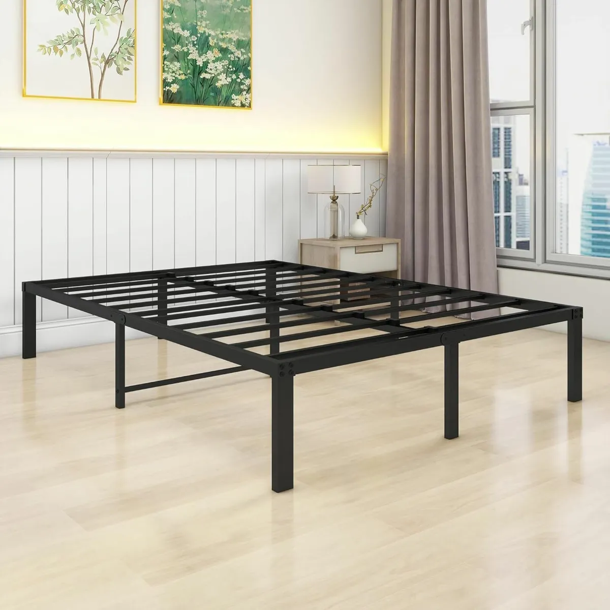 Double Metal Platform Bed Frames Storage 135x190cm - Image 4