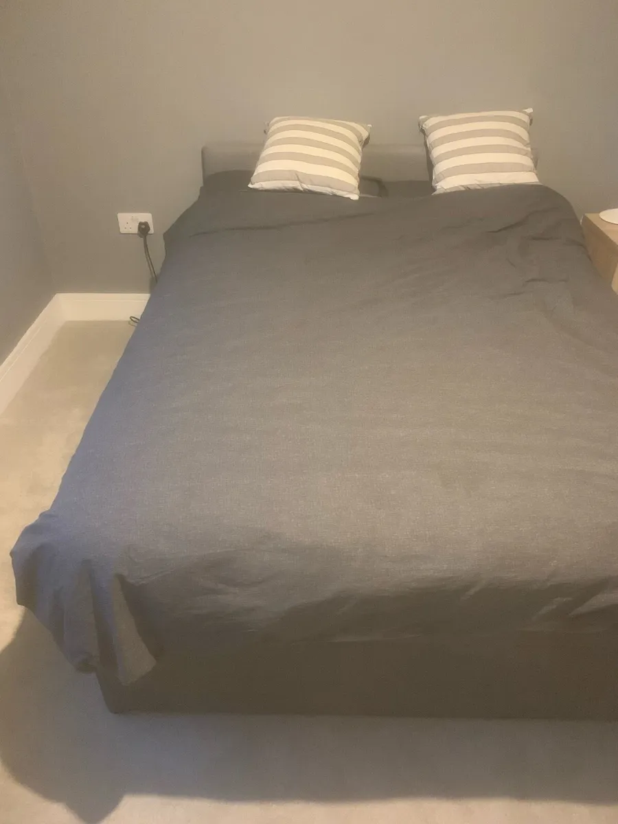 Double Bed with fabric headboard - Image 1