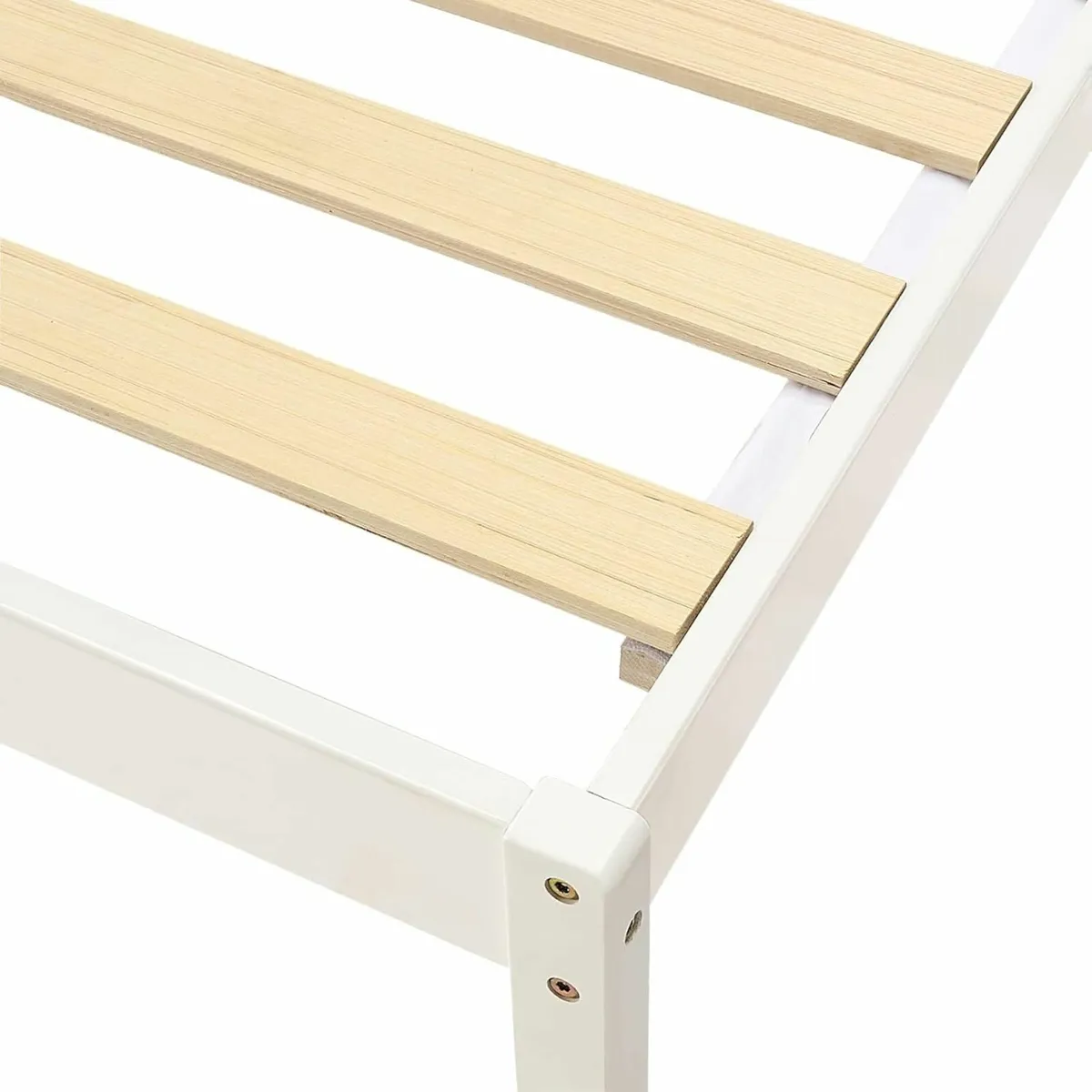 Modern Wood Bed Frame Headboard White 90x190cm - Image 4