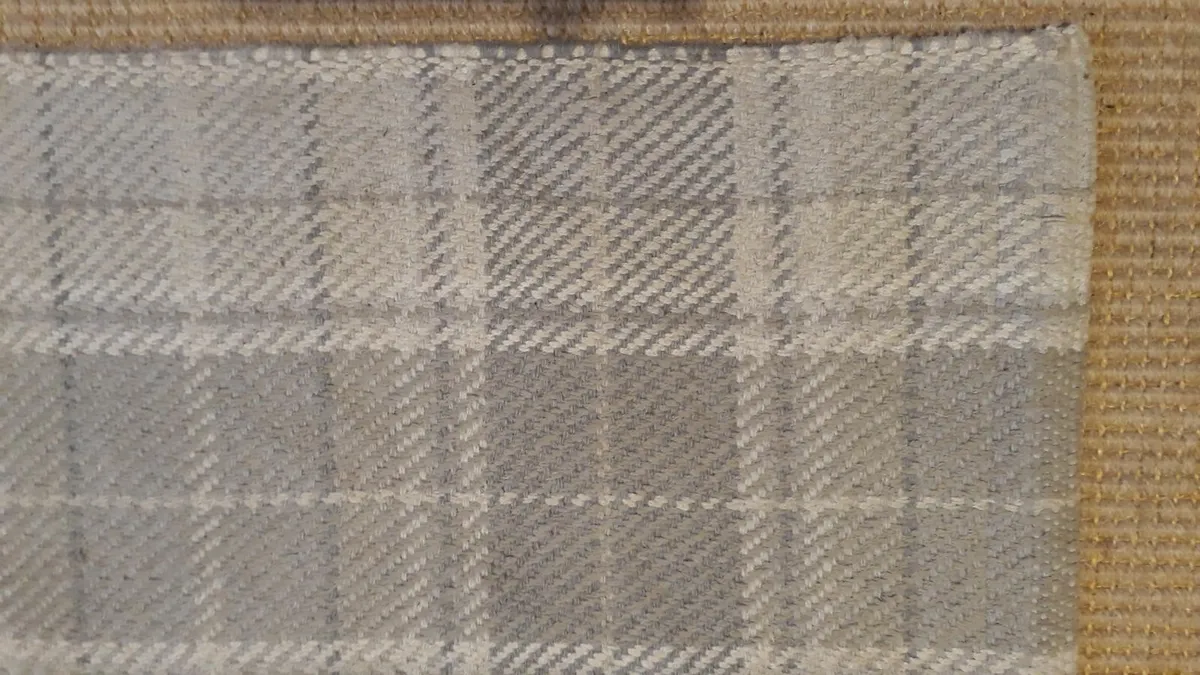 LAURA ASHLEY RUG Grey Beige Herringbone Check - Image 3