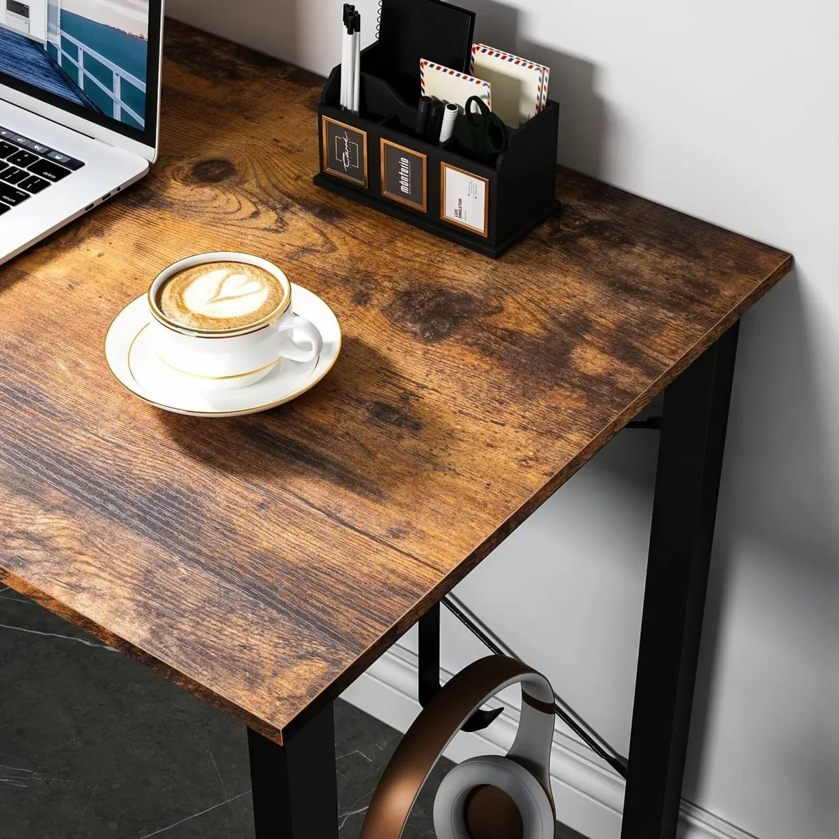 Office Desk Computer 120x48cm Storage Bag Brown - Image 4