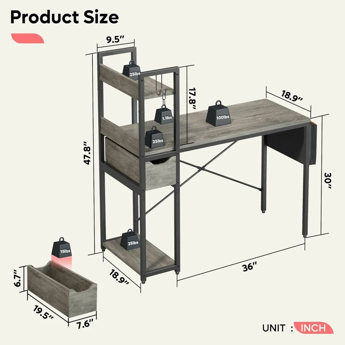 Computer Office Desk Corner Storage Shelves 120cm - Image 3
