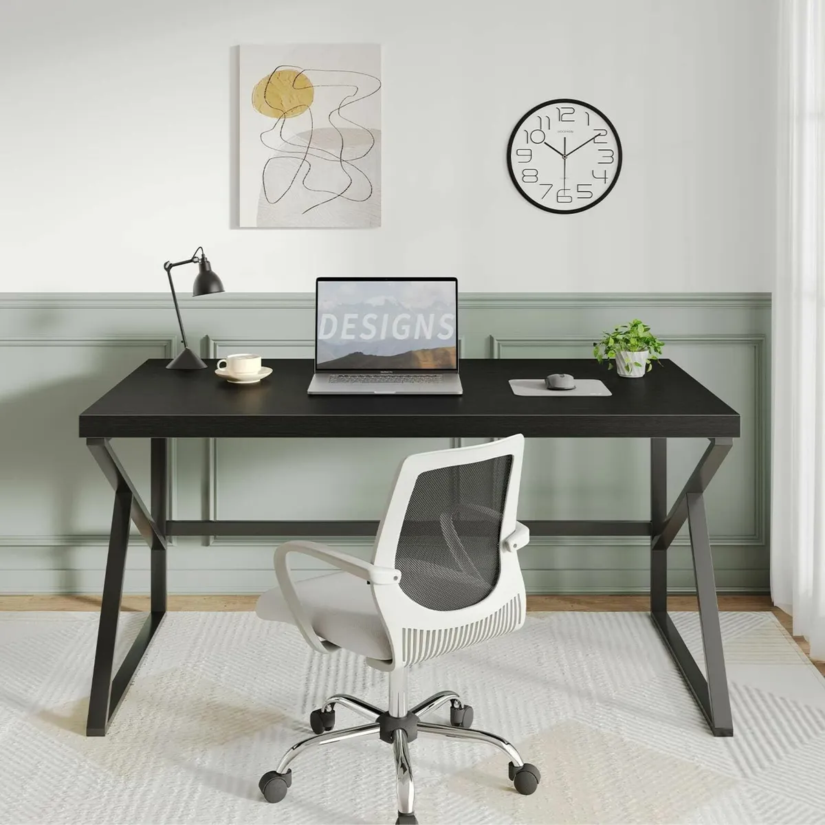Black Computer Modern Office Desk 140cm - Image 3