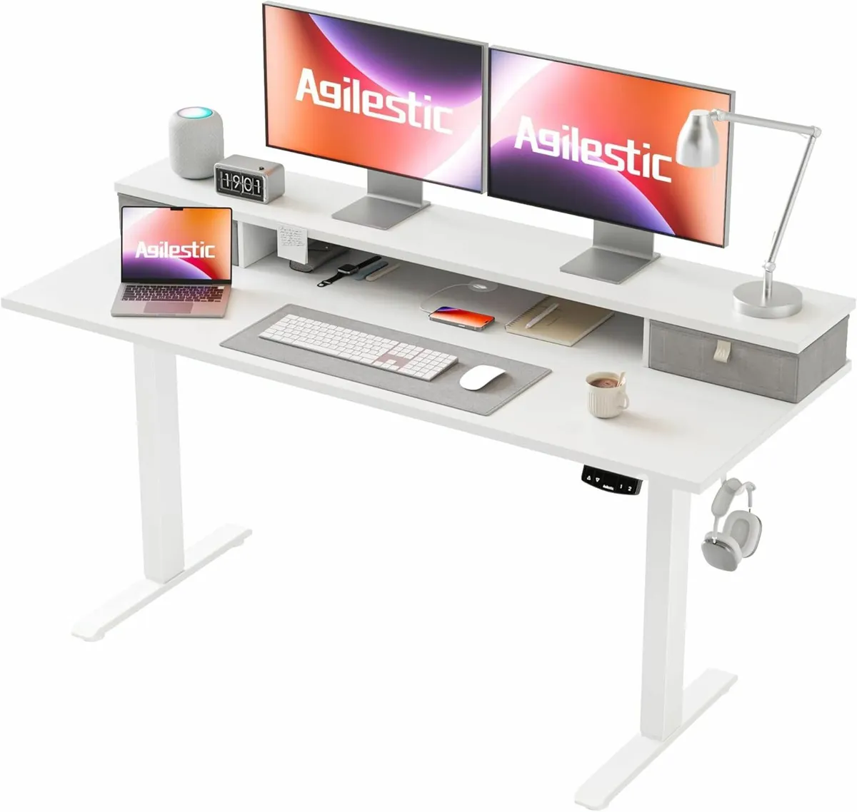 Adjustable Height Office Home Desk Drawers140x60cm - Image 2