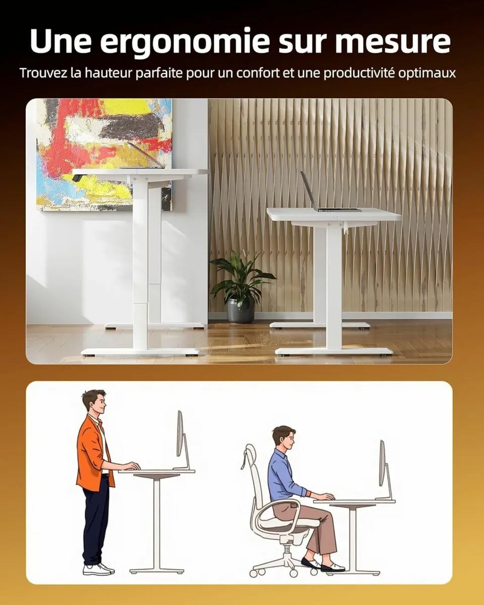 Height Electric Standing Office Desk 100x60cm - Image 3