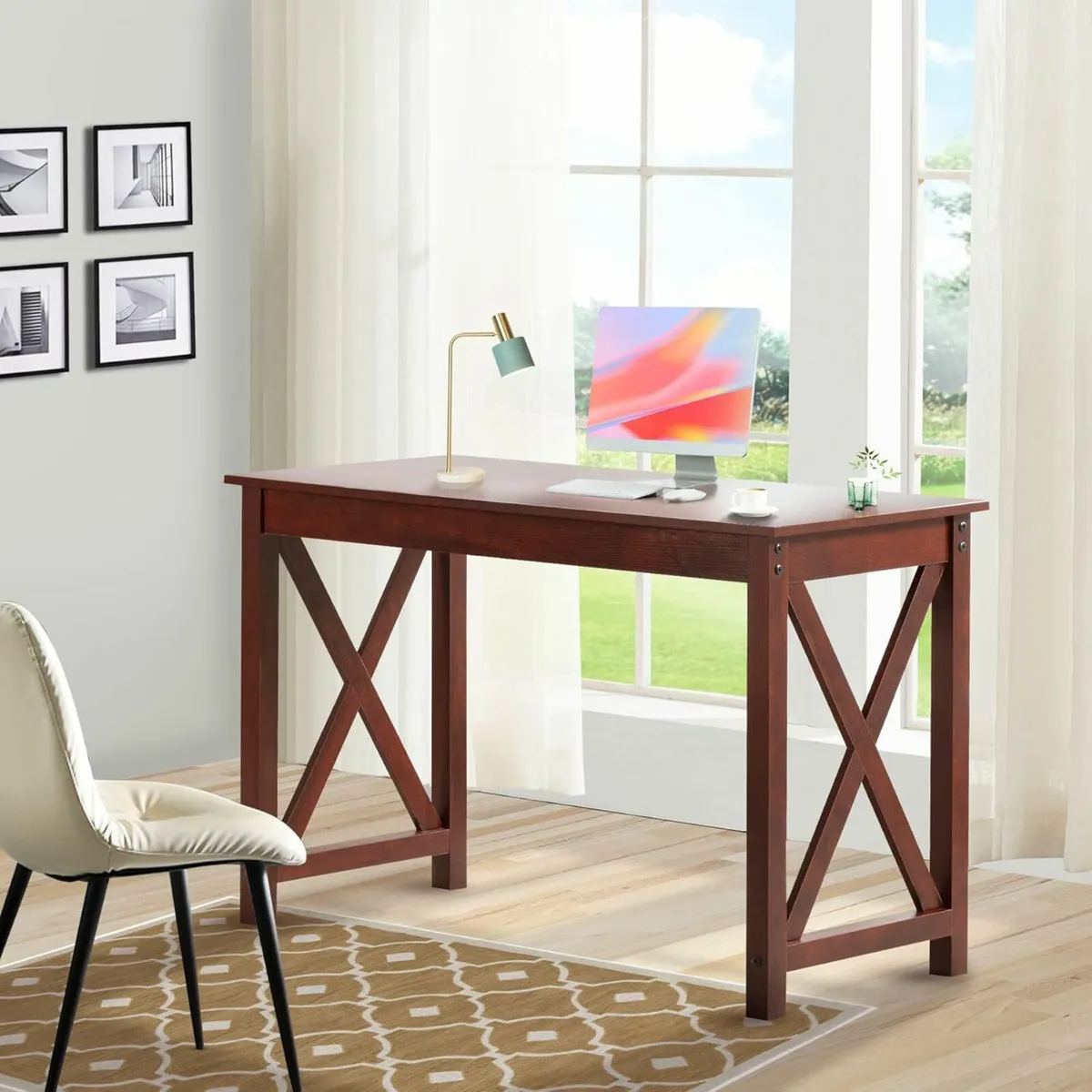 Computer Desk Dinning Table Vintage Wood 110x50cm - Image 3