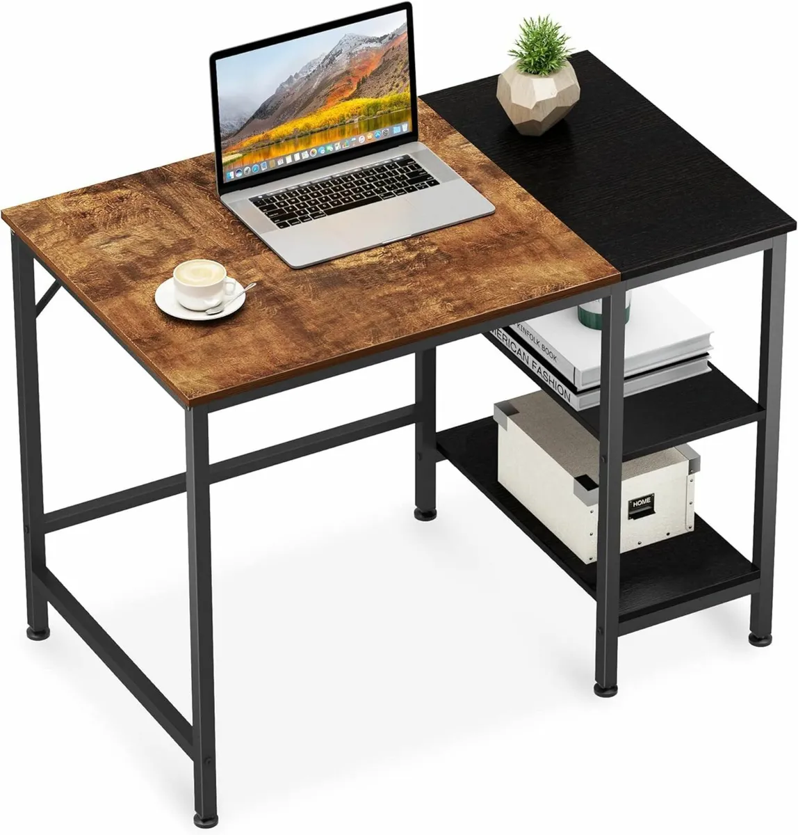 Vintage Oak Computer Office Desk Black Finish120cm - Image 1