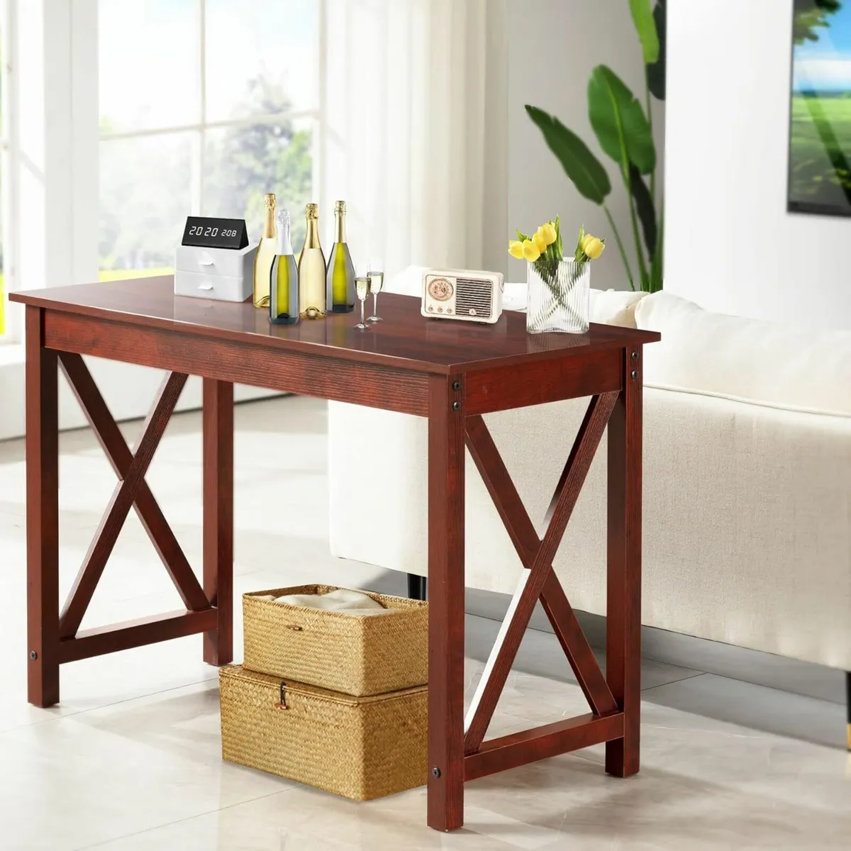 Computer Desk Dinning Table Vintage Wood 110x50cm - Image 1