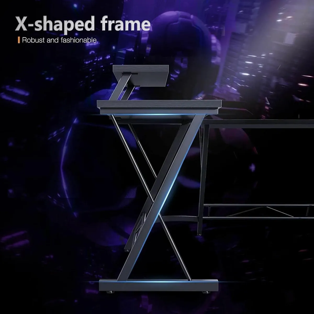 L Shaped Gaming Office Desk 127x127x75 cm Black - Image 4