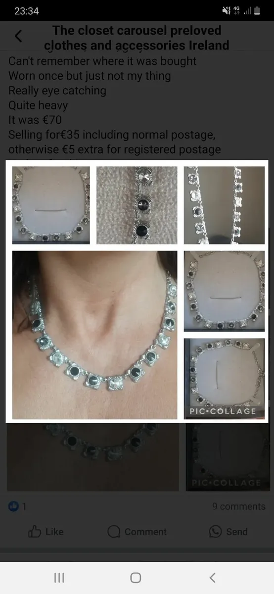 Beautiful black, white, grey stone necklace - Image 1