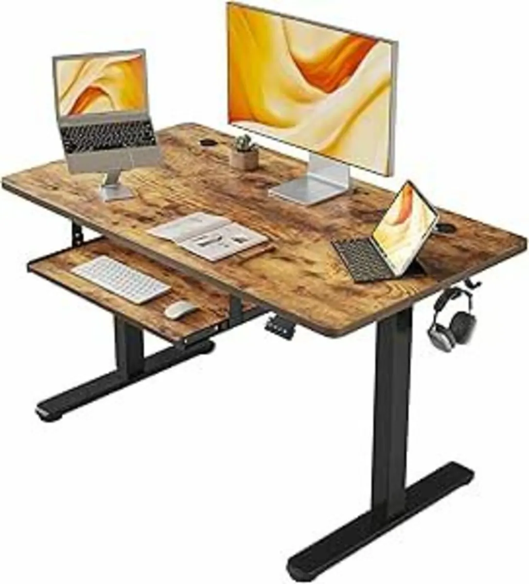 Adjustable Electric Standing Desk 100x60cm Brown - Image 3