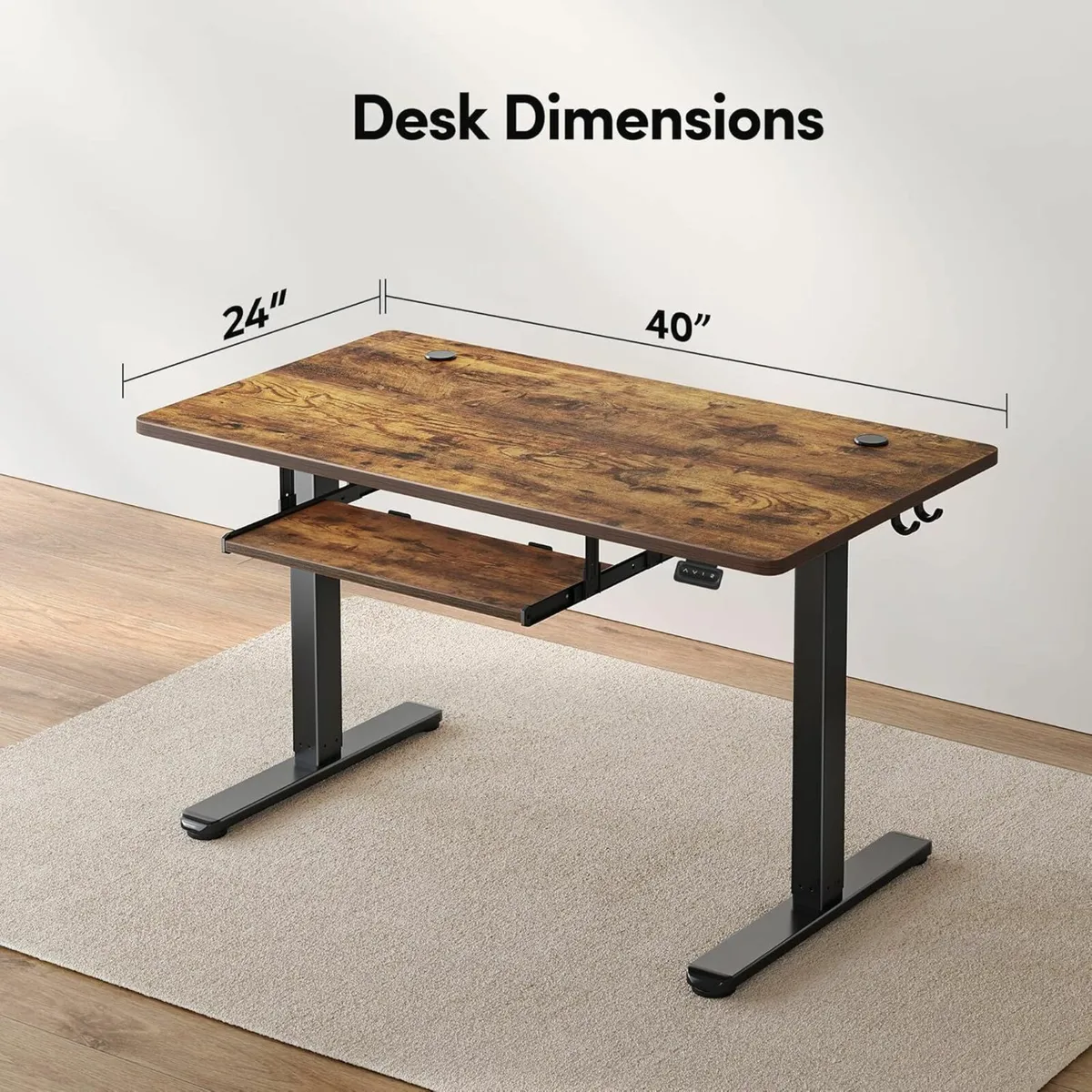 Adjustable Electric Standing Desk 100x60cm Brown - Image 4